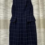 DKNY Peplum Blue Windowpane Tweed Sheath Dress Sz 8 Photo 0