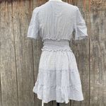 Cupshe  Blue & White Puff Sleeve V-Neck Ruffled Hem Mini Dress Vacay Summer Sz Sm Photo 3