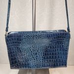 VTG Crocodile Crossbody Purse Blue Blue Embossed Leather Zipper‎ Lined Photo 10