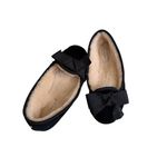 Kate Spade  Sherpa Lined Black Bow Slippers Size US 5 Photo 2