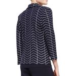 Misook  Heritage Knit Jacket Blazer Chevron Spiderweb Print Navy Sz L Photo 1