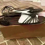 Journee Collection  Brown Strappy Lace‎ Up Sandals size 8.5 NWB Photo 0