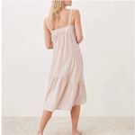 Jenni Kayne Jenni‎ Kayne Seersucker Summer Midi Dress Blush Tan Gauzy Sleeveless Sz XL Photo 2