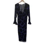 Topshop NEW  Woven Knot Front Plunge Midi Dress Sheer Black Purple US 6 Photo 5