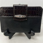 Brighton Vintage  Brown Checkbook Wallet Bifold Croc &‎ Pebble Leather Photo 0