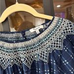 Madewell Embroidered Puff short Sleeve Babydoll Dress Indigo Plaid navy pockets Photo 4