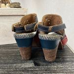 L’Artiste Leather Floral Print Patchwork Boho Platform Heel Sandal Shoes 37 6.5 Black Photo 3