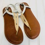 Fergalicious  White Tan Thong Flat Sandals Sz 8.5 Photo 0