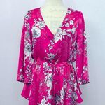 Nine West Magenta Floral-Print Top Size M Photo 4