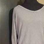 We The Free π People Textured Gray Knit Waffle V Neck Long Sleeve Top Photo 1