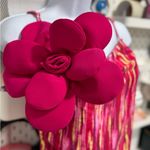 Pink and Yellow One Piece Swimsuit with Textured Halter Top NWOT Size XL Photo 4