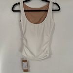 NWT OGL Move Ribbed Ruched Side Tank Top in White Built Photo 3