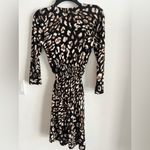 BCBGMAXAZRIA Zaria Wrap Dress Leopard Print Tie Waist 3/4 Sleeve Size S Photo 6