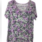 LuLaRoe Skull Print Graphic Classic T Large Purple Green Black Halloween Photo 1