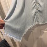 Hester & Orchard Tencel Chambray Button Up Asymmetrical Raw Hem Shirt Sz 2X Blue Photo 3