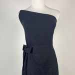 Farm Rio NWOT  Linen Blend Black One Shoulder Bow Smocked Wrap Maxi Dress Sz M Photo 4