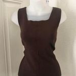 1990s Designers Originals chocolate Brown square scoop neck sleeveless tank top blouse office siren core Size M Photo 3