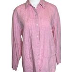 Saks 5th Avenue Saks Fifth Avenue Real Clothes 100% Linen Pink Button Up Women’s Shirt Size 8 Photo 0