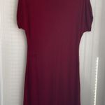 H&M Red Shortsleeve Lightweight Sweater Dress Shoulder Bow A-Line Holiday Silk M Photo 4