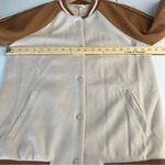 Hem & Thread Brown Pink Snap Front Varsity Bomber Jacket Metallic Sleeve Stripe Photo 13