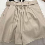 Aaron and Amber Neutral leather belted shorts  Photo 1