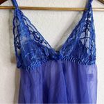 Frederick's of Hollywood  Babydoll Thong Set Lace Nylon Blueberry Delight NWT Photo 1