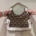 Michael Kors Saddle White with Brown MK Logo Purse Photo 1