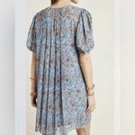 Anthropologie Satin + Babi Marina Blue Floral Puff Sleeve Summer Dress Sz 4 Photo 1