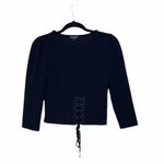 EXPRESS Black Lace Up Front Fitted Cropped Top Photo 0