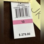 Kara J NWTS Overlay Asymmetrical Maxi Evening Dress Dusty Blue Sheer Bea… Photo 15