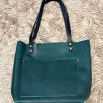 Portland Leather Goods Forest Green Pebbled Tote Bag with black handles NEW Photo 0