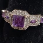 Purple princess cut 925 plated ring size 12 Photo 0