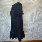 Kate Spade  Black Lace Crochet Ruffle‎ Hem Short Sleeve Party Dress Size Small Photo 4
