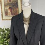 Nine West Blazer Black 6 Coral Color Women Jacket Striped Fully Lined Padded Sh Photo 2