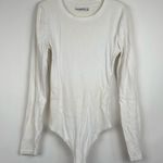 Abercrombie & Fitch Abercrombie White Rib Long Sleeve Crew Neck Bodysuit Size Medium Photo 0