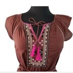 Anthropologie  Maeve Chocolate Brown embroidered Cotton tunic dress sz 12 Photo 1