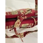 Laura Ashley  Fold Up Travel Case Bag Tan Red Quilted Zipper Clear Window New Photo 3