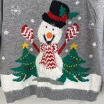 Notations  womens gray Holiday Christmas 3D snowman sweater size L Photo 3