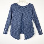 Zyia Navy Space Dye Long Sleeve Split Open Back Athletic Shirt Size M Photo 3