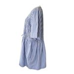 Apiece Apart  Adorna Smocked Striped Cotton Mini Dress Blue White Size Medium Photo 5