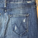 MOTHER The Roller Crop Undone Hem Wide Leg Dark Graffiti Wash High Rise Jean 25 Blue Photo 8