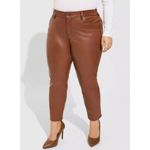 Torrid NEW Faux Leather Pants Womens 16R Brown Perfect Skinny Mid Rise Ankle Photo 0