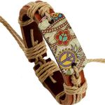 1pc Hemp Rope Braided Cowhide Faux Leather‎ Bracelet Brown Photo 1