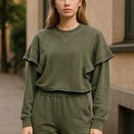 7 For All Mankind NWT Ruffle Cropped Sweatshirt Photo 0