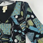 Vintage Renaissance Artsy Slinky Knit Top Black Blue Art To Wear Size PL Photo 2