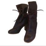 VINTAGE 1980'S CAMPIONE BROWN LEATHER "PAPER SACK" HEELED ITALIAN BOOTS (5.5) Photo 5