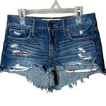 Abercrombie & Fitch Abercrombie & Fitch Y2K Flag Peekaboo Pocket Denim Shorts S 0/25 Photo 0