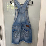 Hidden Women's Cut Off Distressed Denim Overalls Skirt Sz M Blue Size M Photo 5