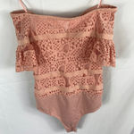Aijek Mae Off Shoulder Lace Bodysuit Pink Size 1/xs Photo 1