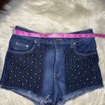 Carmar denim short shorts high waisted studded frayed hem sz 29 Blue Photo 4